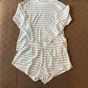 Lake Striped Long Sleeve and Shorts Set